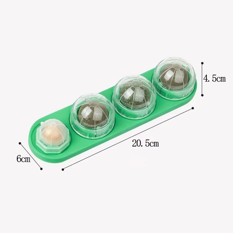 4 in 1 Rotating Catnip Silver Vine Ball Teeth Cleaning Acne Prevention Digestive Health Wall Stick on Toy Edible Safe Material