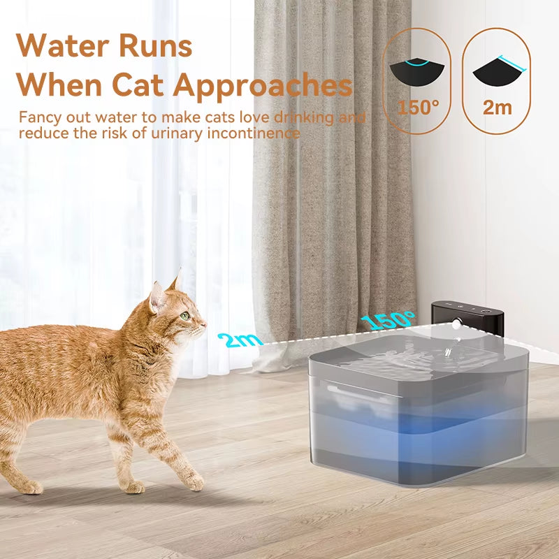 Wireless Automatic Cat Water Fountain 2600Mah Pet Water Dispenser for Dog Cat Infrared Sensor Smart Pet Drinkier Fountain