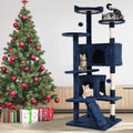 54 Inch Cat Trees and Towers for Indoor Cats, Cat Condo Scratching Post for Adult Cats, Multi-Level Cat Towers for Small Cats, Navy Blue